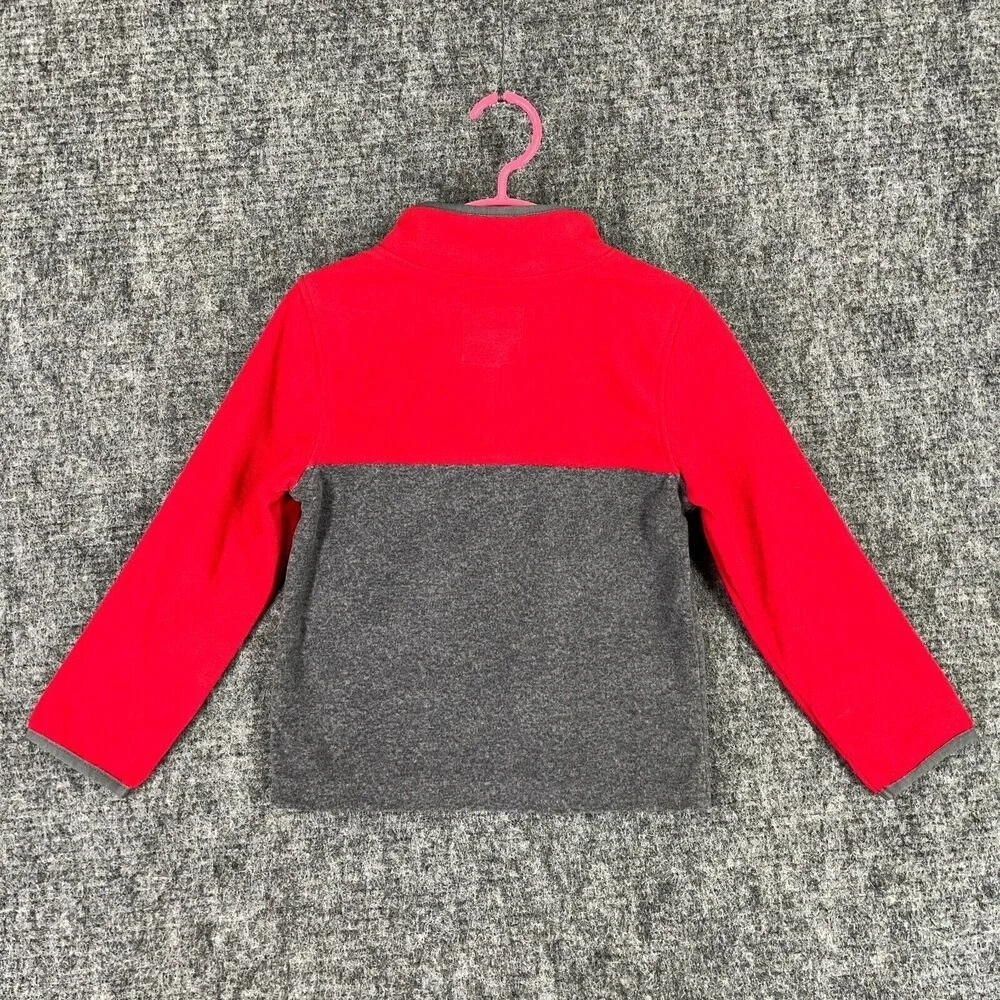 OshKosh B'gosh Quarter Zip Fleece Pullover‎ Colorblock Red Gray 5 Kids Boys